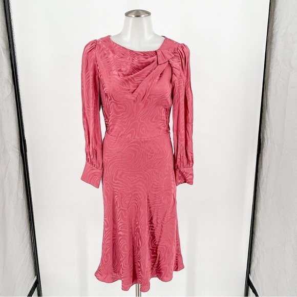 NWT Rebecca Taylor Pink Silk Long Sleeve Printed Dress - Picture 3 of 13